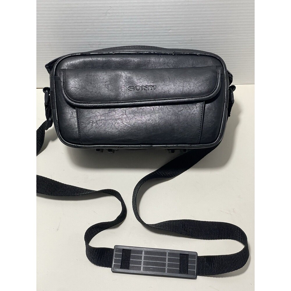 Vintage Sony NY Black Video Camera Bag, Camcorder Case Leather Original strap